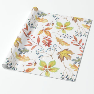 Traditional Autumn Leaves Wrapping Paper