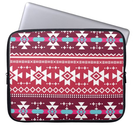 Traditional Aztec Seamless Tribal Folk Art Pattern Laptop Sleeve