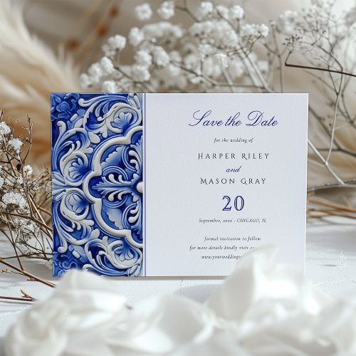 Traditional Azulejo Tile Save the Date Wedding Invitation