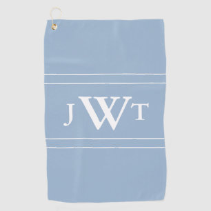 Traditional Baby Blue and White Monogrammed Golf Towel