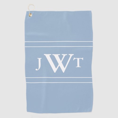 Traditional Baby Blue and White Monogrammed Golf Towel