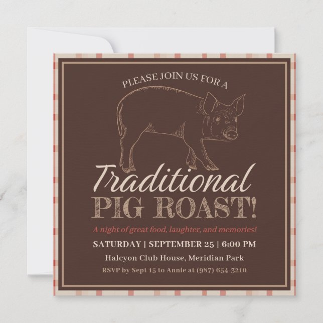 Traditional Barbecue Pig Roast Invitation (Front)