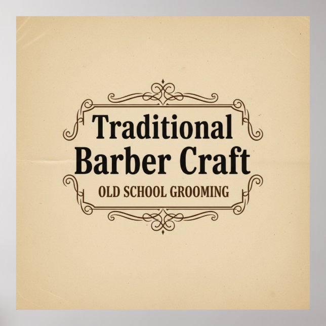 Traditional Barber Craft Vintage Typography Poster (Front)