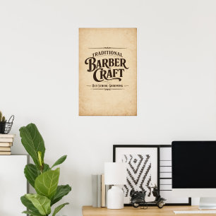 Traditional Barber Craft Vintage Typography Poster