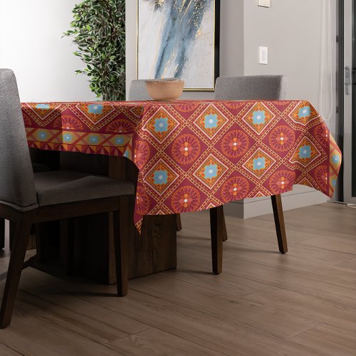 Traditional Batik Ethnic Style Geometric Pattern Tablecloth