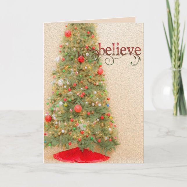 Traditional Believe in Christmas Art-Style Holiday Card (Front)