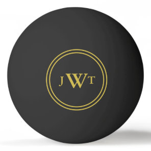 Traditional Black and Gold Monogram Template Ping Pong Ball