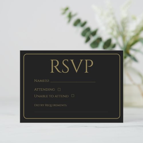 Traditional Black and Gold RSVP Cards