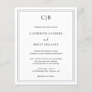 Traditional Black and White Budget Wedding Invite Flyer