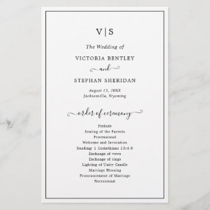 Traditional Black and White Budget Wedding Program Flyer