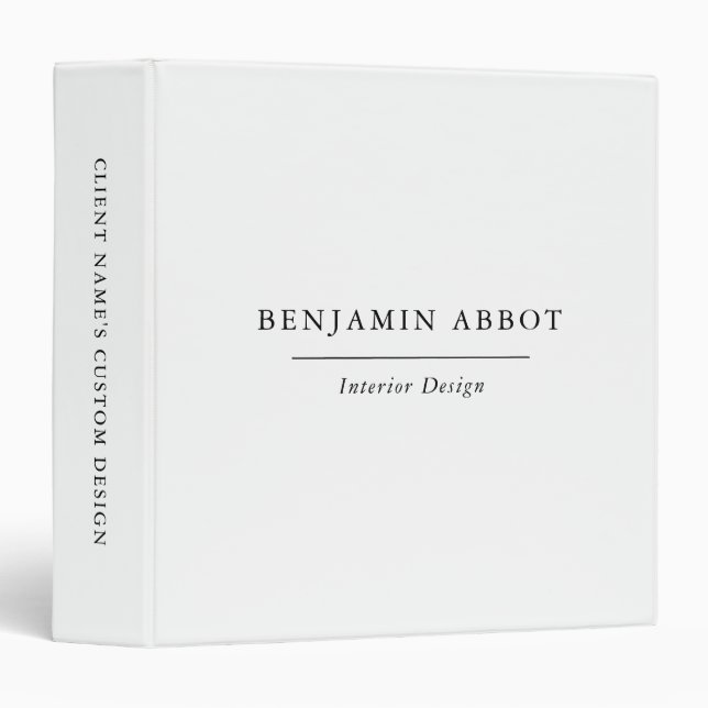 Traditional Black and White Business Professional 3 Ring Binder (Front/Spine)