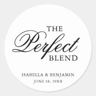 Traditional Black and White Formal Elegant Wedding Classic Round Sticker