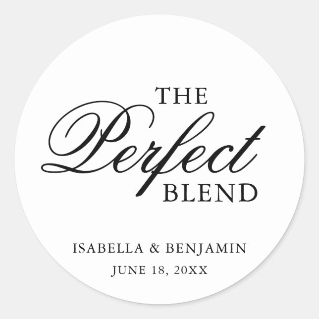 Traditional Black and White Formal Elegant Wedding Classic Round Sticker (Front)