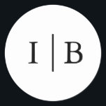 Traditional Black and White Formal Elegant Wedding Classic Round Sticker<br><div class="desc">Elegant and classic solid color wedding stickers with a simple design featuring your two initial monogram with a line in a black serif font over a white background. The background and font colors may be changed to any colors that you wish. A plain and basic design that still comes across...</div>