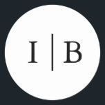 Traditional Black and White Formal Elegant Wedding Classic Round Sticker<br><div class="desc">Elegant and classic solid color wedding stickers with a simple design featuring your two initial monogram with a line in a black serif font over a white background. The background and font colors may be changed to any colors that you wish. A plain and basic design that still comes across...</div>