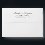 Traditional Black and White Formal Elegant Wedding Envelope<br><div class="desc">Simple Wedding Envelope featuring your names in an elegant calligraphy along with your return address on the back flap. All text is in black over a white background and may be changed to any color you wish by clicking the "customize" button. This classic style Wedding Envelope with traditional calligraphy is...</div>
