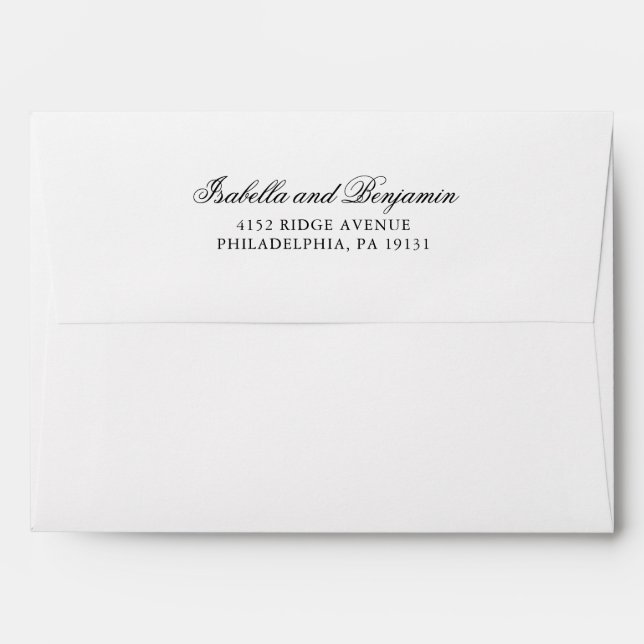 Traditional Black and White Formal Elegant Wedding Envelope (Back (Top Flap))