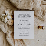 Traditional Black and White Formal Elegant Wedding Invitation<br><div class="desc">Traditional wedding invitations featuring a simple design with parent's names and the name of the bride and groom in an elegant calligraphy.   This classic black and white wedding invitation is perfect for a formal wedding.</div>