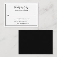 Traditional Black and White Mini Wedding RSVP Card