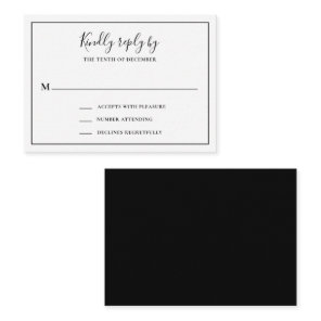 Traditional Black and White Mini Wedding RSVP Card