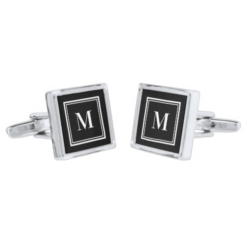 Traditional Black and White Monogram Template Cufflinks