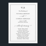 Traditional Black and White Monogram Wedding Program<br><div class="desc">Simple yet elegant Wedding Program featuring a minimal and clean layout with your monogram at the top along with a border.  This classic black and white Wedding Program with a traditional feel is great for a formal wedding.</div>