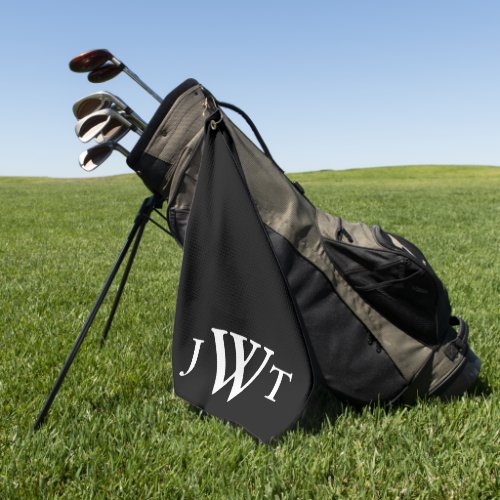 Traditional Black and White Monogrammed Golf Towel