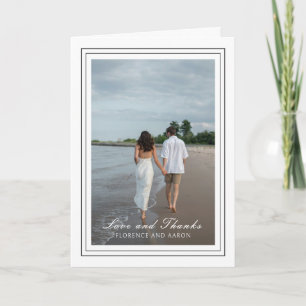 Traditional Black and White Photo Timeless Wedding Letterpress Thank You Card