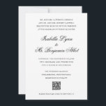 Traditional Black and White QR Code Wedding Invitation<br><div class="desc">Traditional style QR Code wedding invitations featuring a simple design with the name of the bride and groom in an elegant calligraphy.  This classic black and white wedding invitation is perfect for a formal wedding.</div>