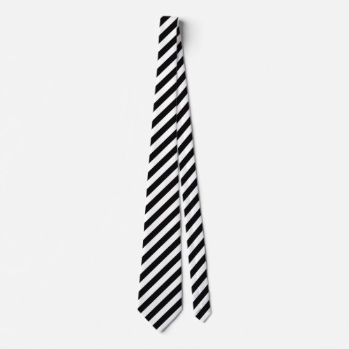 Traditional Black and White Striped Mens Tie