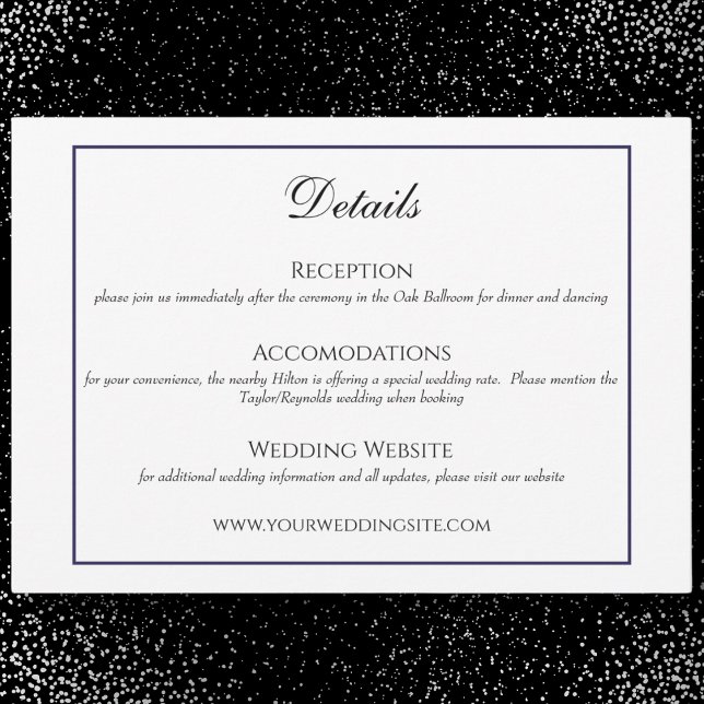 Traditional Black and White Wedding Details Card (Creator Uploaded)