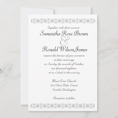 Traditional Black and White Wedding Invitation