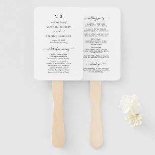 Traditional Black and White Wedding Program Hand Fan