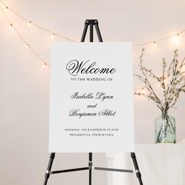 Traditional Black and White Wedding Welcome Sign (In Situ (Stand))