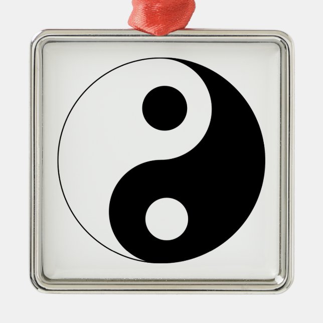 Traditional Black and White Yin Yang Pattern Metal Ornament (Front)