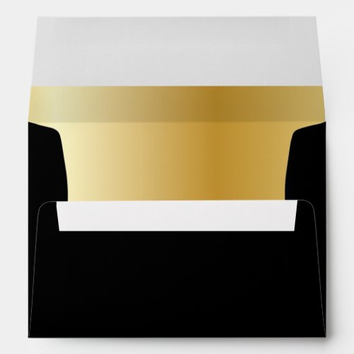 Traditional Black Blank Envelope with Gold Inside
