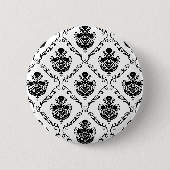 Traditional Black Damask Button (Front)