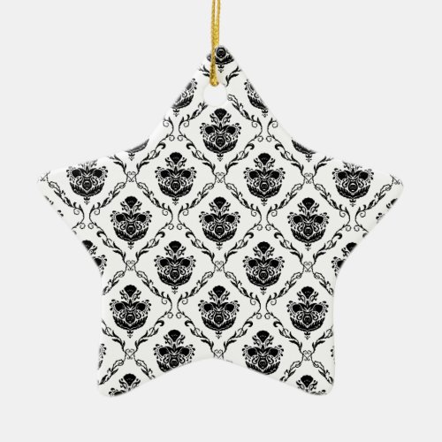 Traditional Black Damask Ceramic Ornament