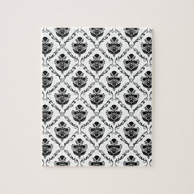 Traditional Black Damask Jigsaw Puzzle (Vertical)