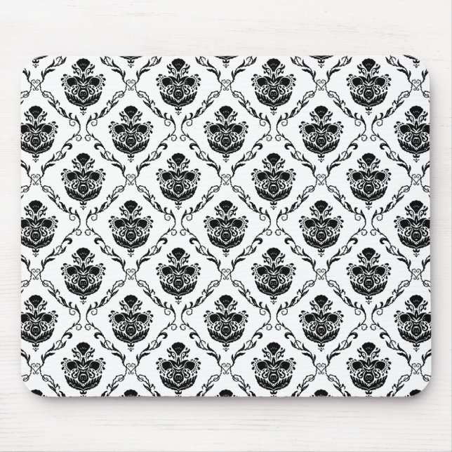 Traditional Black Damask Mouse Pad (Front)