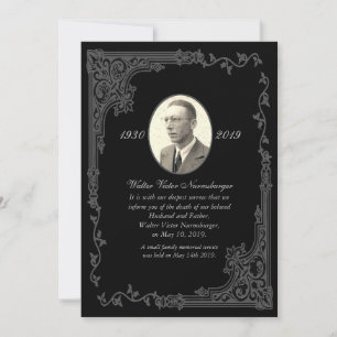 Traditional Black Death Announcement Card