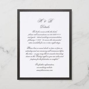 Traditional Black Frame Wedding Details Letterpress Enclosure Card
