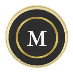 Traditional Black Gold and White Monogram Finish Lapel Pin