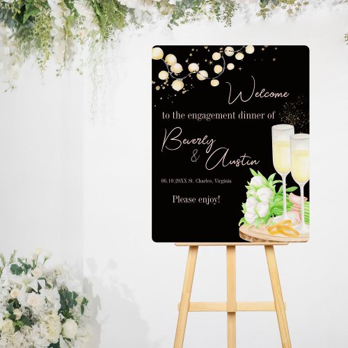Traditional Black Gold Pink Watercolor Engagement Foam Board