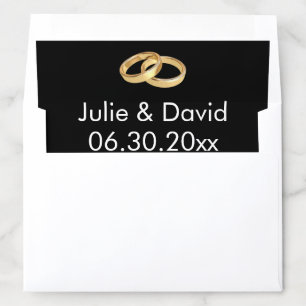 Traditional Black Gold Wedding Rings Couple's Name Envelope Liner