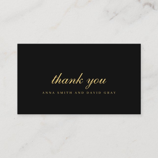 Traditional Black & Gold Wedding Thank you Card (Front)