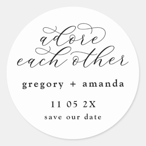 Traditional Black on White Elegant Calligraphy Classic Round Sticker