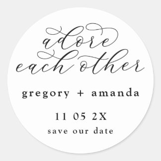Traditional Black on White Elegant Calligraphy Classic Round Sticker