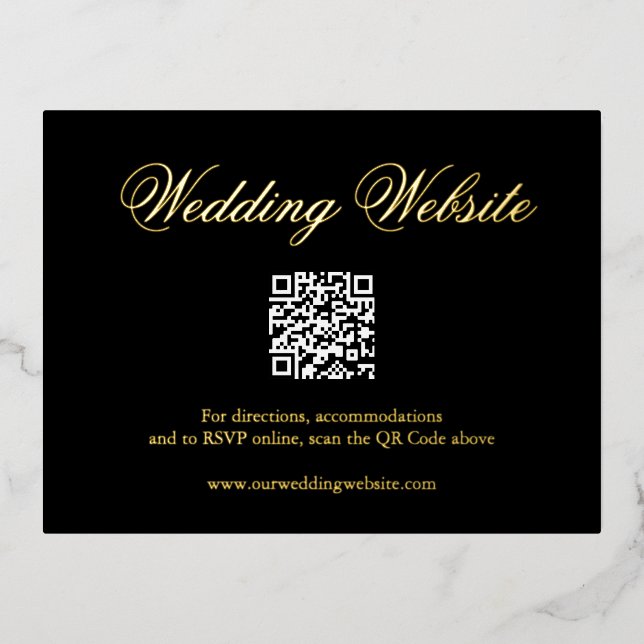 Traditional Black QR Code Wedding Enclosure Card (Front)