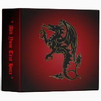 Traditional Black Red Dragon 3 Ring Binder